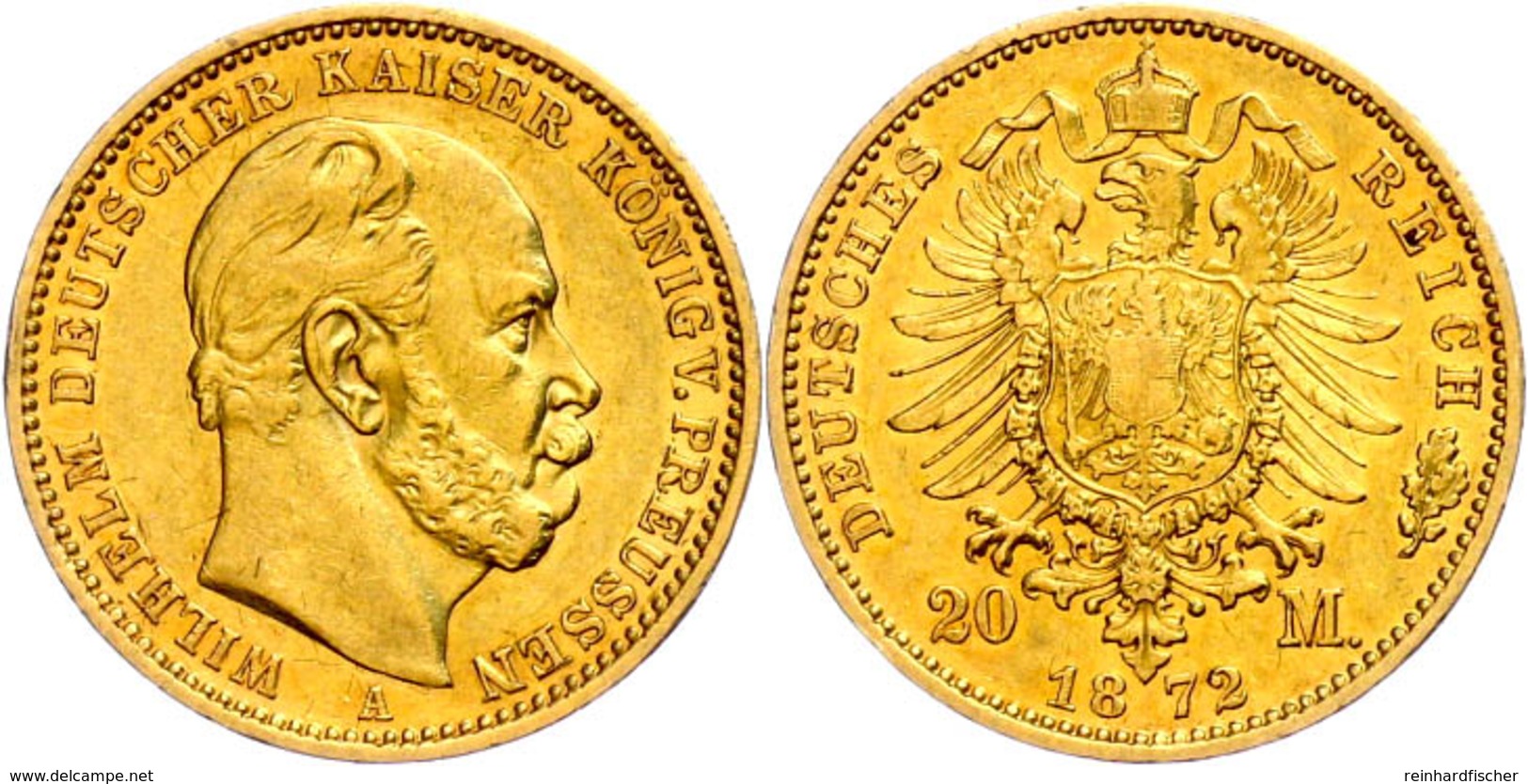 20 Mark, 1872, A, Wilhelm I., Kl. Rf., Ss., Katalog: J. 243 Ss - Otros & Sin Clasificación