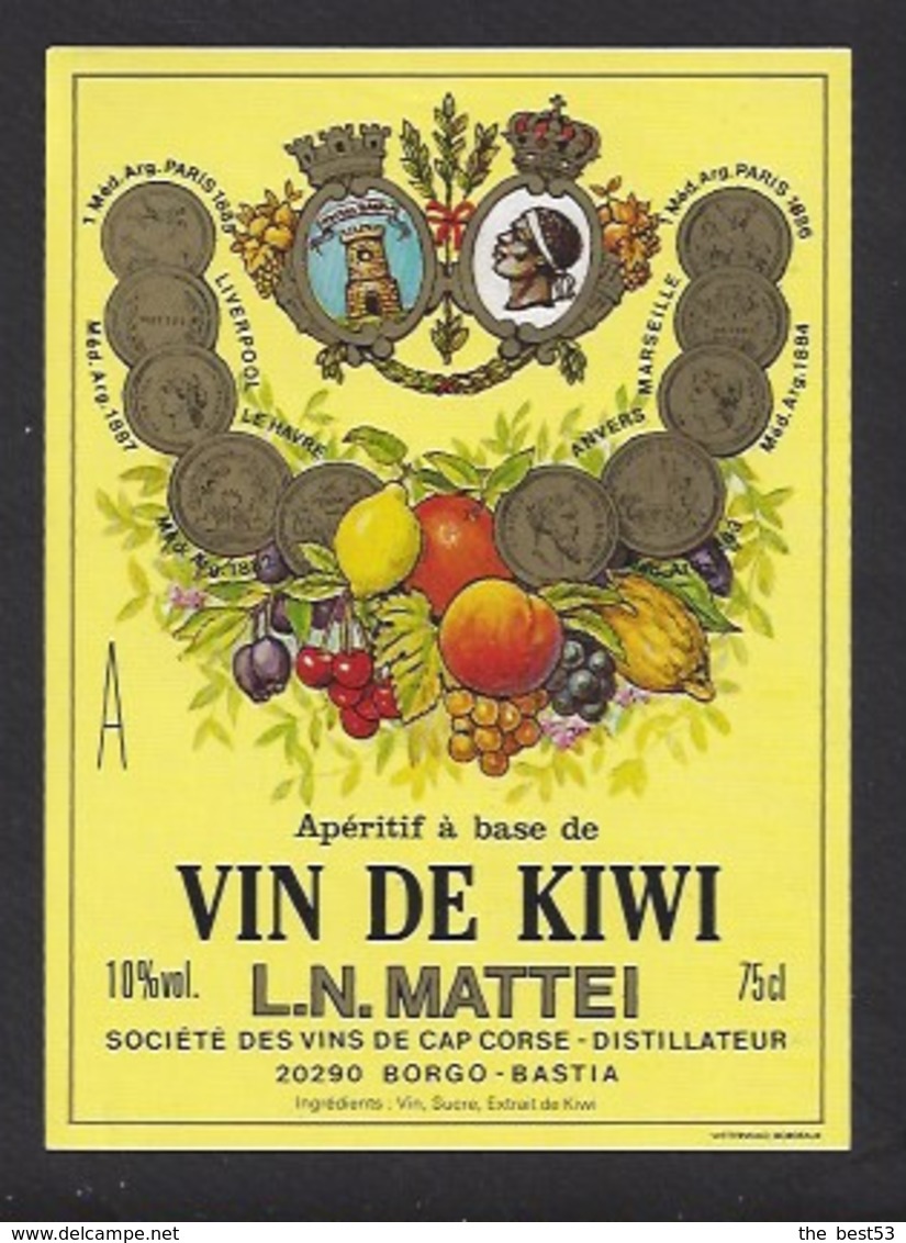 Etiquette D' Apéritif à Base De VIn De Kiwi  Mattei -  Sté Des Vins Du Cap Corse  à Borgo  Bastia  Corse (20) - Autres & Non Classés