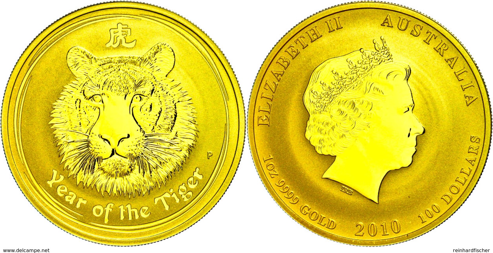 100 Dollars, Gold, 2010, Year Of The Tiger, 1 Unze, KM 1323, In Kapsel, St.  St - Altri & Non Classificati