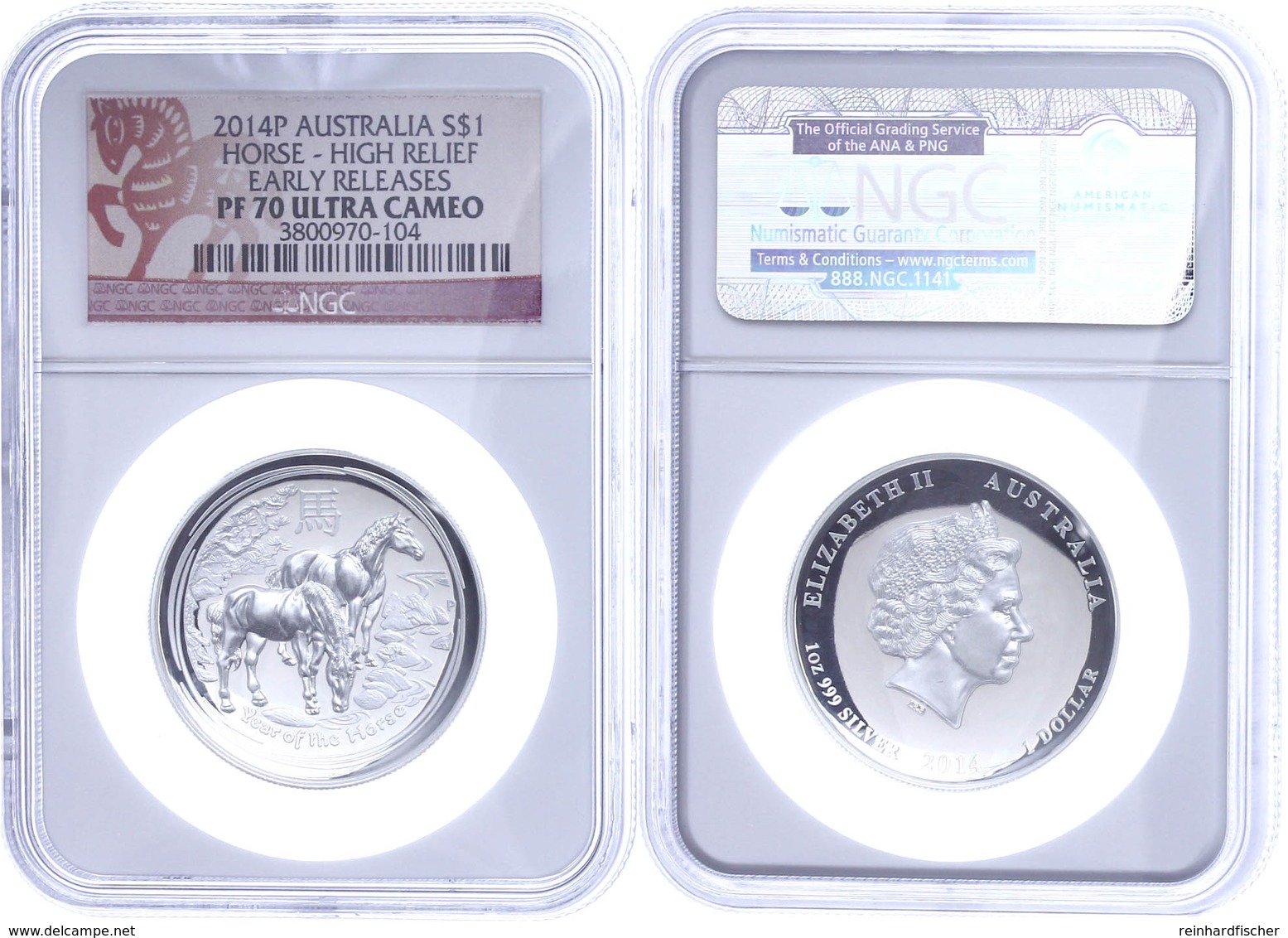 Dollar, 2014, P, Year Of The Horse, In Slab Der NGC Mit Der Bewertung PF70 Ultra Cameo, High Relief, Early Releases. - Sonstige & Ohne Zuordnung