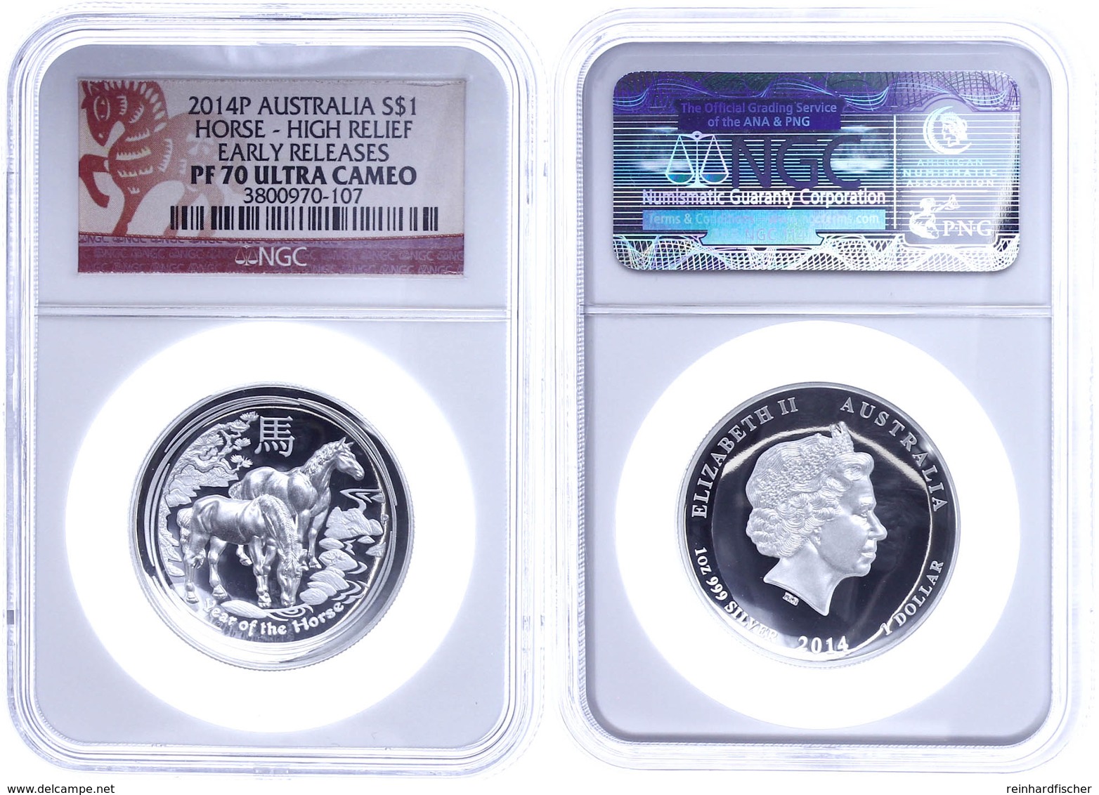 Dollar, 2014, P, Year Of The Horse, In Slab Der NGC Mit Der Bewertung PF70 Ultra Cameo, High Relief, Early Releases. - Sonstige & Ohne Zuordnung