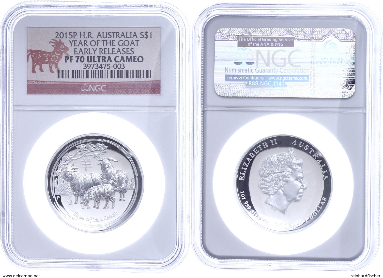 Dollar, 2015, P, Year Of The Goat, In Slab Der NGC Mit Der Bewertung PF70 Ultra Cameo, High Relief, Early Releases. - Sonstige & Ohne Zuordnung