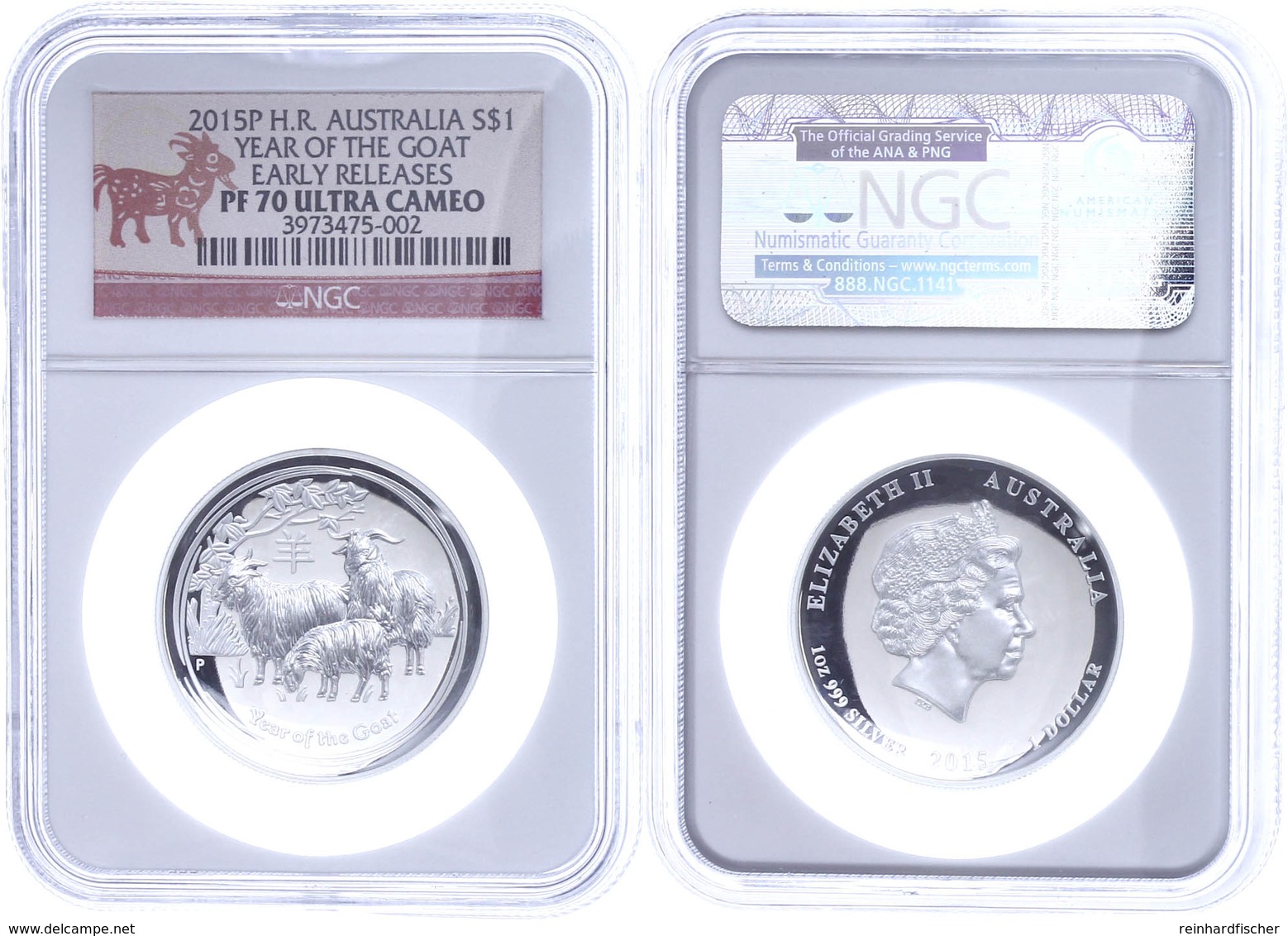 Dollar, 2015, P, Year Of The Goat, In Slab Der NGC Mit Der Bewertung PF70 Ultra Cameo, High Relief, Early Releases. - Sonstige & Ohne Zuordnung