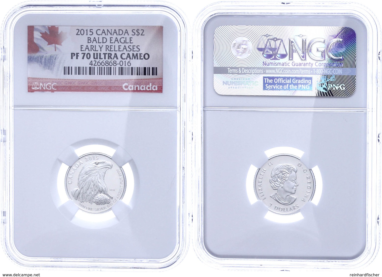 2 Dollars, 2015, Bald Eagle, In Slab Der NGC Mit Der Bewertung PF70 Ultra Cameo, Early Releases, Flag Label. - Canada