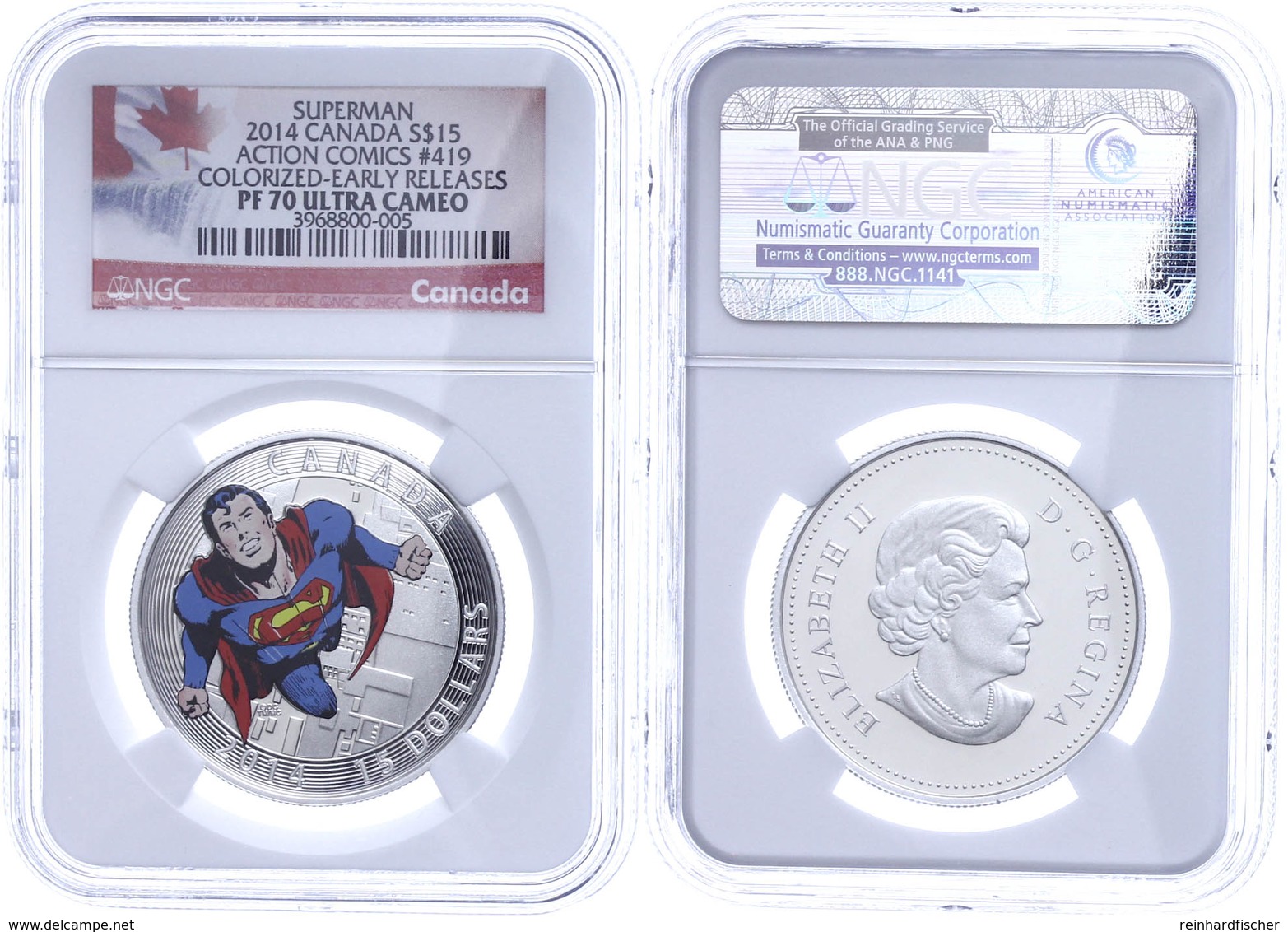 20 Dollars, 2015, Superman-Action Comics #419, In Slab Der NGC Mit Der Bewertung PF 70 Ultra Cameo, Colorized Early Rele - Canada