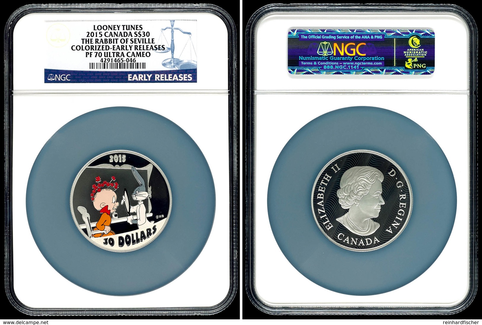 30 Dollars, 2015, Looney Tunes-The Rabbit Of Seville, In Slab Der NGC Mit Der Bewertung PF70 Ultra Cameo, Colorized Earl - Canada