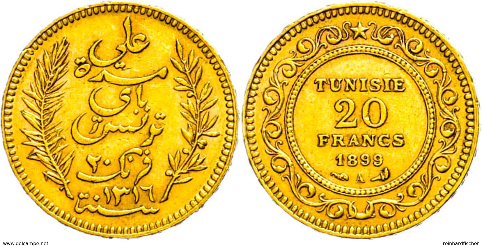 20 Francs, Gold, 1899, Ali Bei, Fb. 12, Ss.  Ss - Tunesien