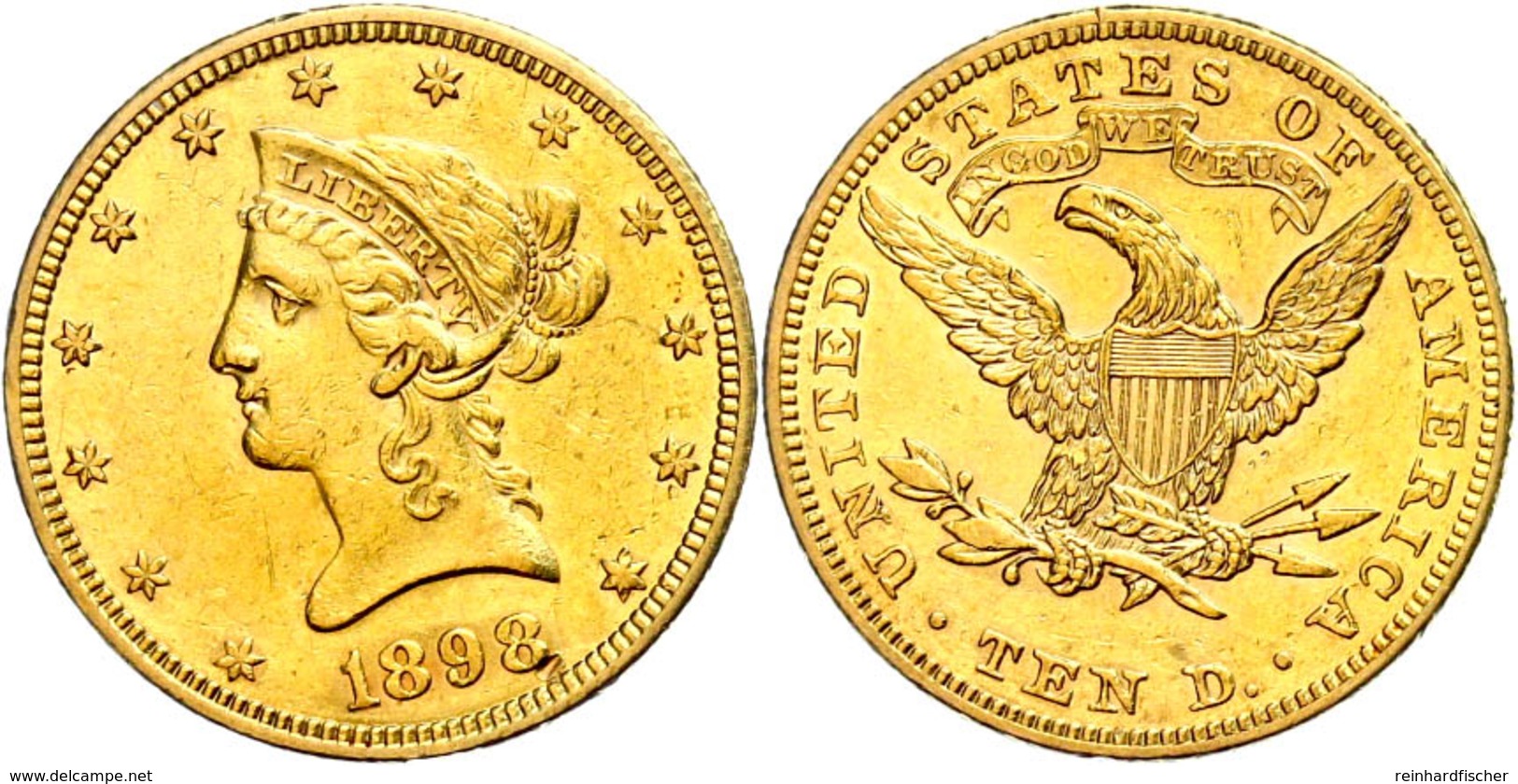 10 Dollars, Gold, 1898, Liberty Head, Philadelphia, Fb. 158, Kratzer Und Randfehler, Ss.  Ss - Sonstige & Ohne Zuordnung