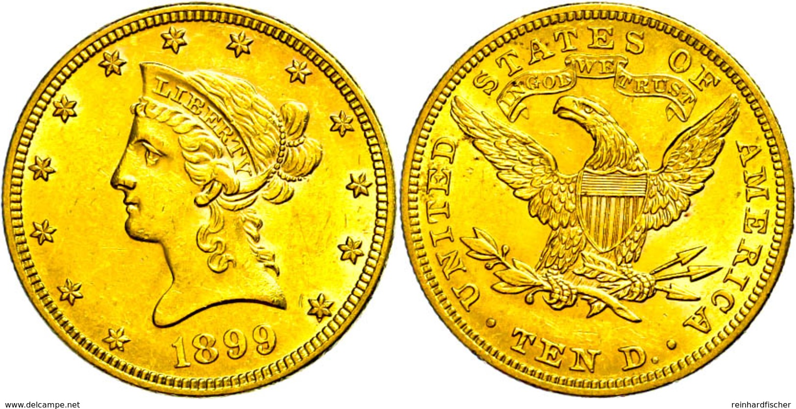 10 Dollars, Gold, 1899, Liberty Head, Philadelphia, Fb. 158, F. Vz. - Sonstige & Ohne Zuordnung