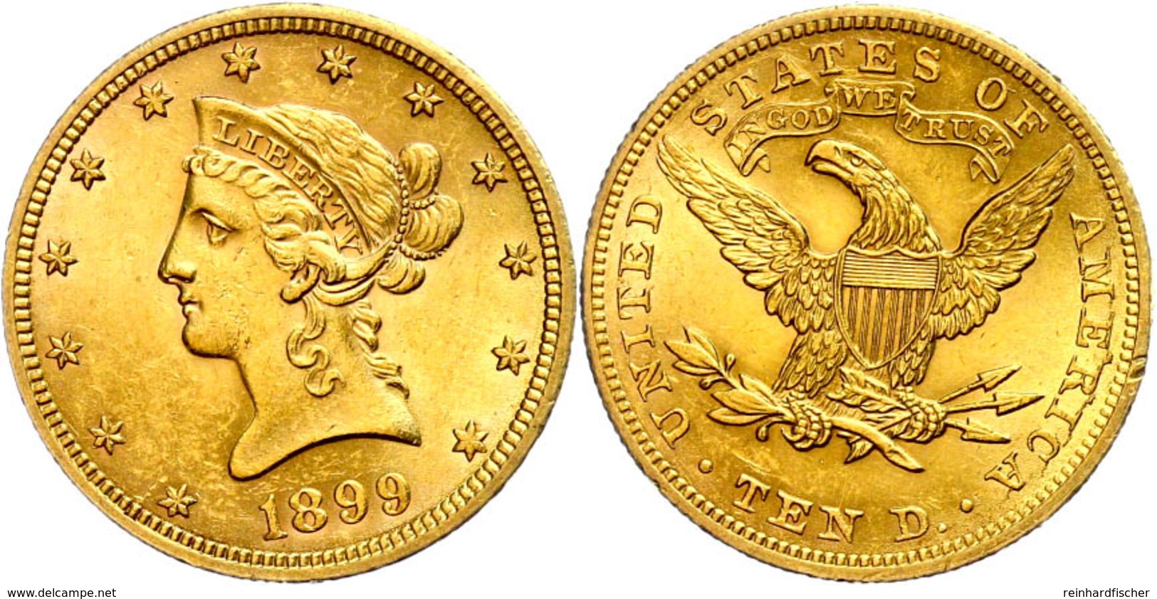 10 Dollars, Gold, 1899, Liberty Head, Philadelphia, Fb. 158, Kl. Rf. Und Kr., Vz.  Vz - Sonstige & Ohne Zuordnung