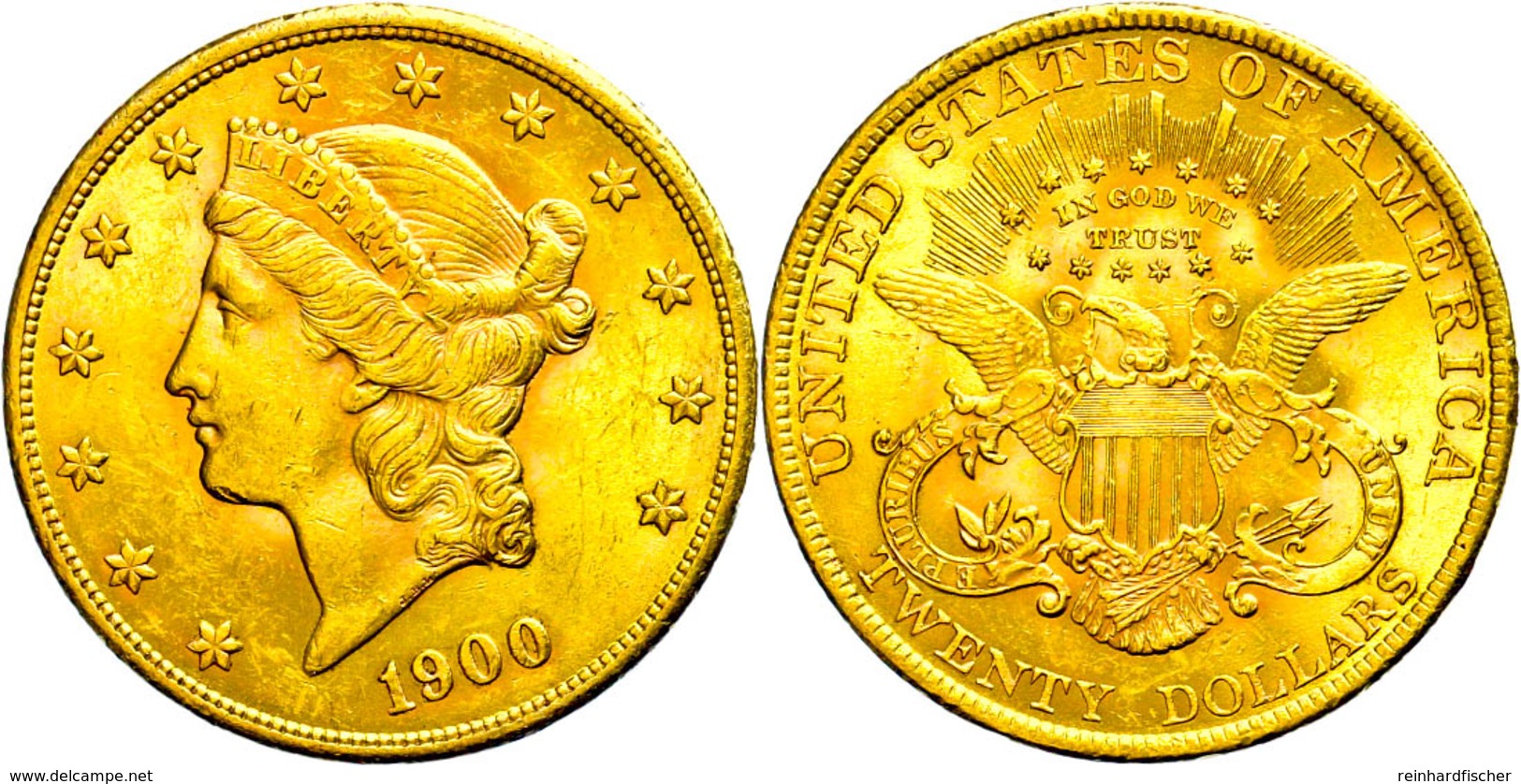 20 Dollars Gold, 1900, Philadelphia, Fb. 177, Wz. Rf., Avers Ss-vz, Revers Vz. - Sonstige & Ohne Zuordnung