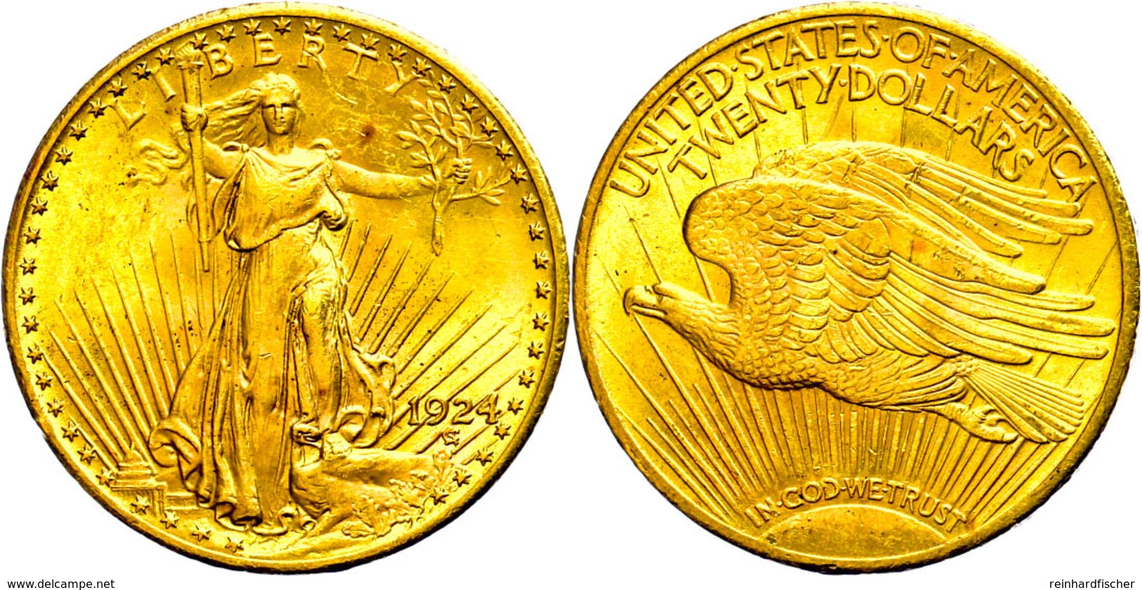 20 Dollars, Gold, 1924, Philadelphia, Fb. 185, Kratzer, Randfehler, Vz-st.  Vz - Otros & Sin Clasificación
