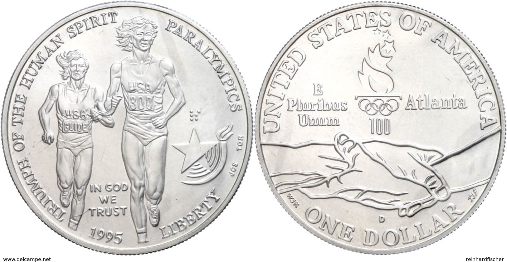 1 Dollar, Silber, 1995, XXVI. Olympische Sommerspiele 1996 In Atlanta-X. Paralympische Sommerspiele 1996 In Atlanta-1. A - Sonstige & Ohne Zuordnung