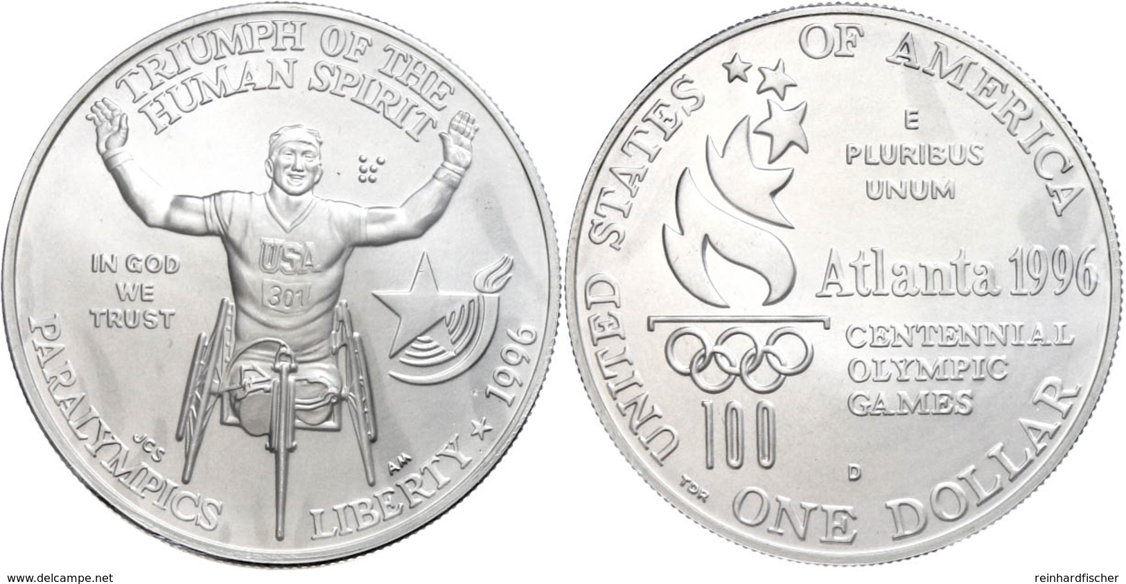 1 Dollar, Silber, 1996, XXVI. Olympische Sommerspiele 1996 In Atlanta-X. Paralympische Sommerspiele 1996 In Atlanta-3. A - Sonstige & Ohne Zuordnung