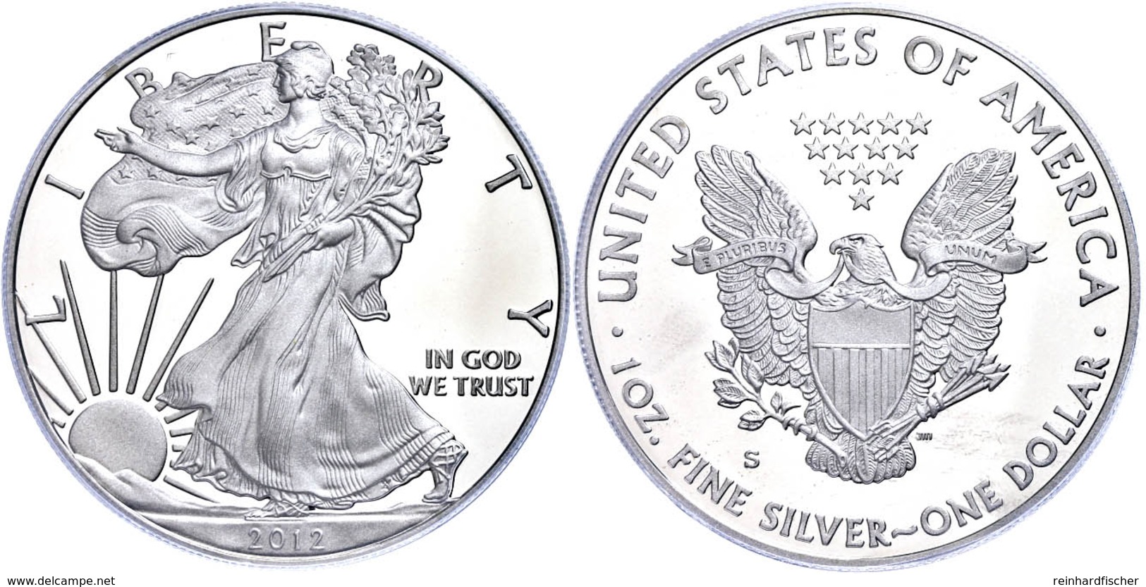 1 Dollar, 2012, S, Silver Eagle, In Slab Der PCGS Mit Der Bewertung PR70DCAM, 75. Jahrestag SF Mint Set, First Strike, F - Other & Unclassified