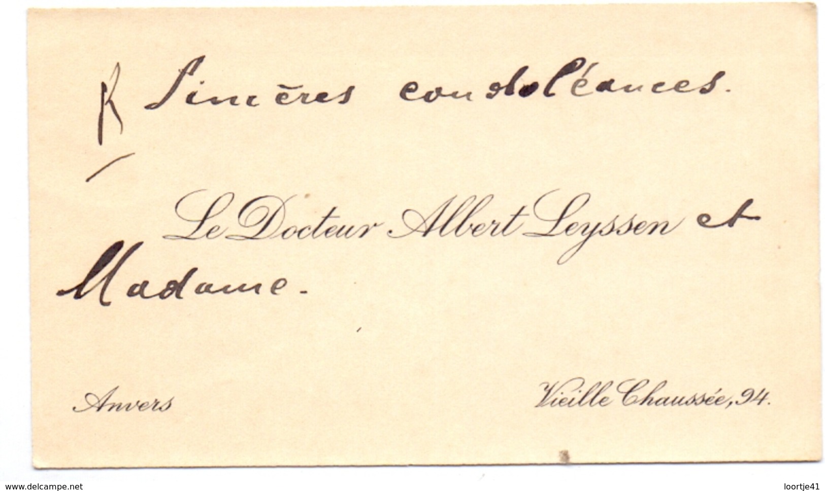 Visitekaartje - Carte Visite - Docteur Albert Leyssen - Anvers - Dokter Antwerpen - Cartes De Visite