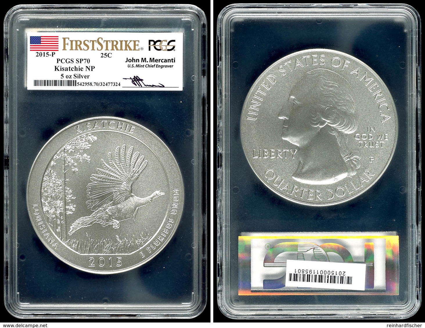 5 Unzen Silber, 2015, P, Kisatchie, In Slab Der PCGS Mit Der Bewertung SP70, First Strike, Mercanti-Flag Label. - Sonstige & Ohne Zuordnung