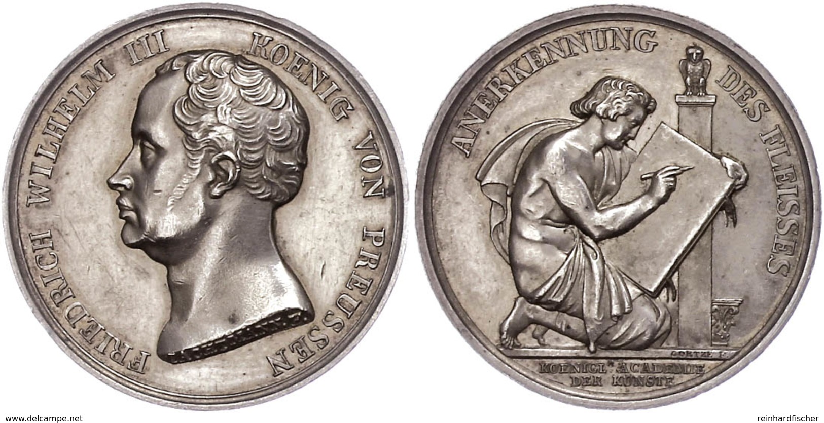 Preussen, Friedrich Wilhelm III., Silbermedaille (21,74g Durchmesser Ca. 33,30 Mm),o.J.(1830?), Prämie Der Königlichen A - Altri & Non Classificati