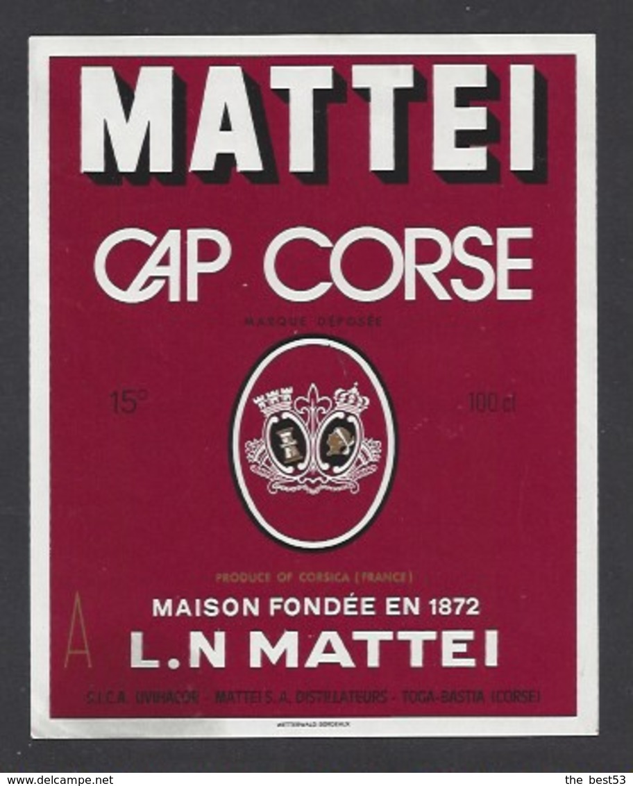 Etiquette De Cap Corse Mattei  - SICA Uvihacor à Toga Bastia  Corse (20) - Autres & Non Classés