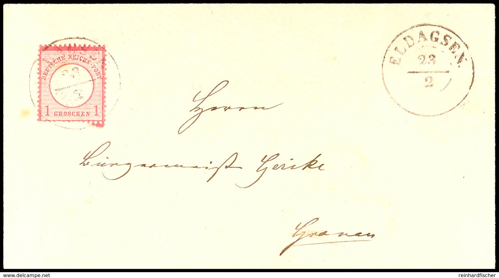 "ELDAGSEN 23/2 (1873)" - K2, Auf Briefkuvert DR 1 Gr. Nach Gronau A.d. Leine (Ankstpl), Katalog: DR 4 BF - Hanover