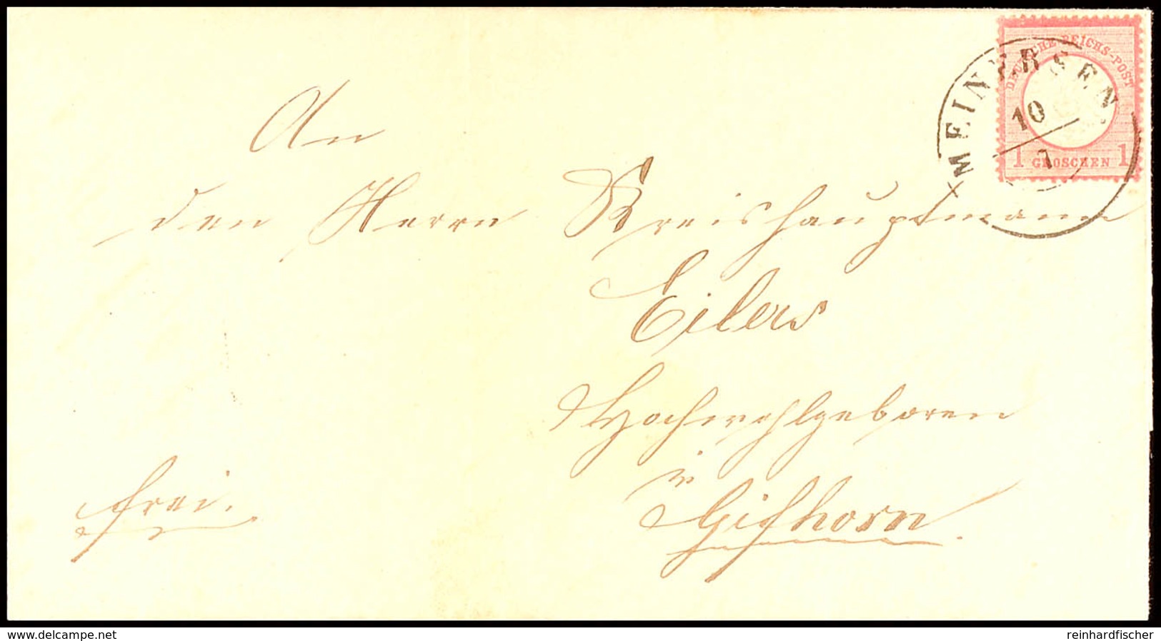 "MEINERSEN 10/7 (1874)" - K2, Auf Brief DR 1 Gr. Großer Schild Nach Gifhorn (Ankstpl), Katalog: DR 19 BF - Hannover