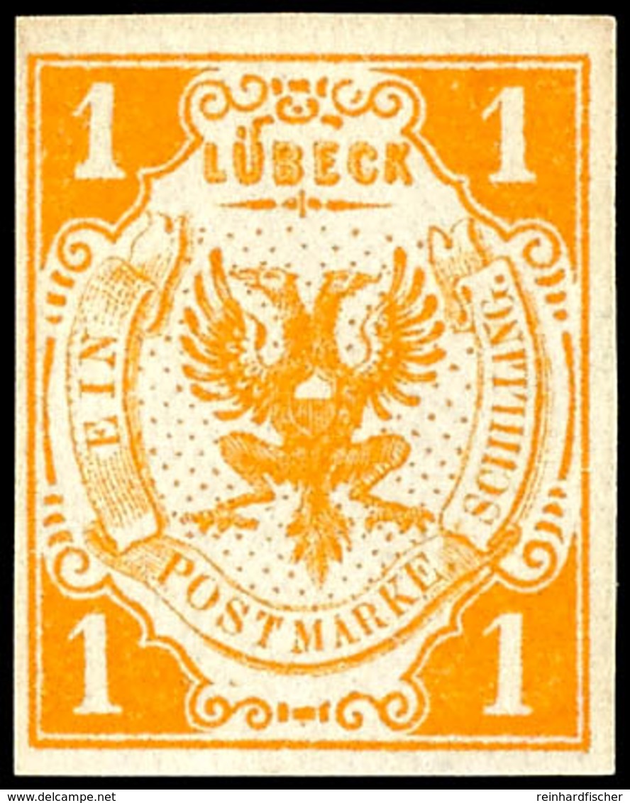 1 S. Wappen Schwärzlichorange, Tadellos Ungebraucht O.G., Allseits Vollrandig, Gepr. Drahn, Krause Und Pfenninger, Mi. 7 - Luebeck