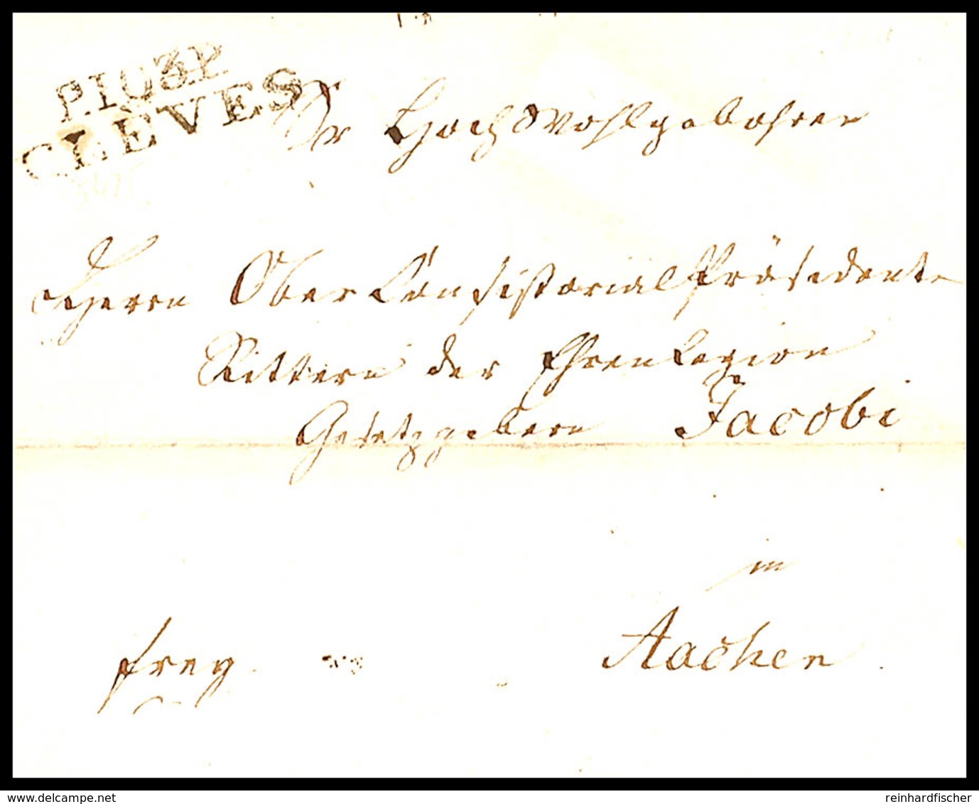 P.103.P.CLEVES, Schwarzer L2 Klar Auf Pracht-Briefhülle Nach Aachen, Datiert 1811, Faltspuren  BF - Other & Unclassified