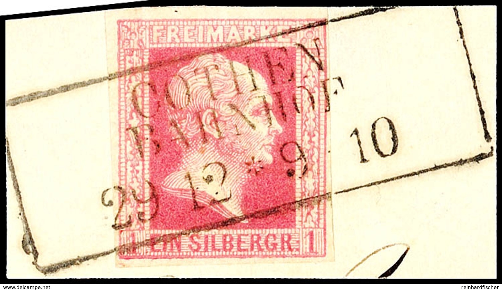 1 Silbergroschen Rosa, Vollrandiges Und Farbfrisches Kabinettstück Mit Entwertung Durch Klaren Ra3 "Cöthen Bahnhof 29 12 - Andere & Zonder Classificatie