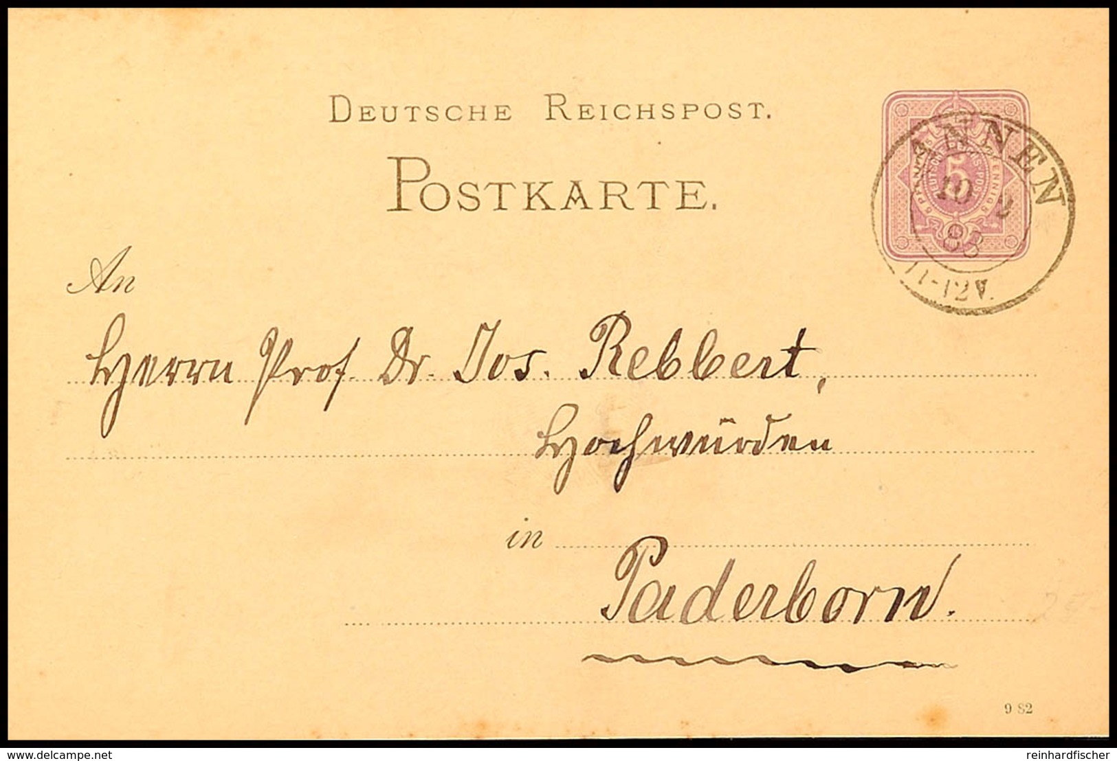 "ANNEN 10 2 83" - K2, OPD Arnsberg, Auf GS-Postkarte DR 5 Pfg Nach Paderborn, Katalog: DR P BF - Sonstige & Ohne Zuordnung