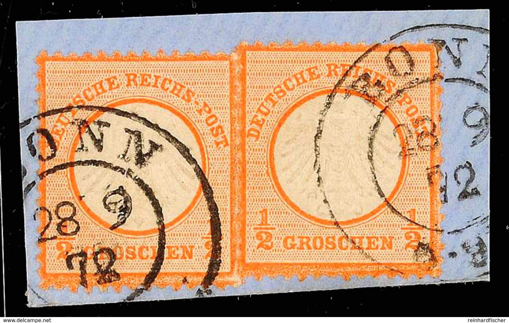 "BONN 28 9 72" - K2, Auf Blauem Briefstück Mit Zwei Stück DR 1/2 Gr. Kleiner Brustschild Zinnoberrot, Linke Marke Hatte  - Sonstige & Ohne Zuordnung