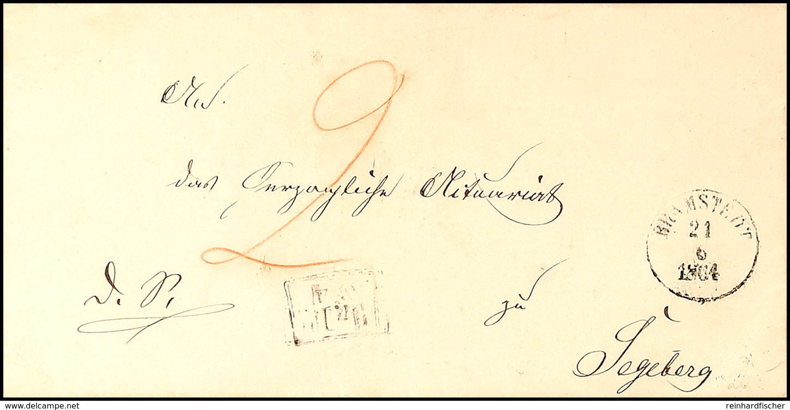 "L.P. No. 4", Ra2 Etwas Undeutlich Auf Pracht-Briefhülle Mit K1 BRAMSTEDT 21.6.1864  Und Taxe Nach Segeberg  BF - Schleswig-Holstein