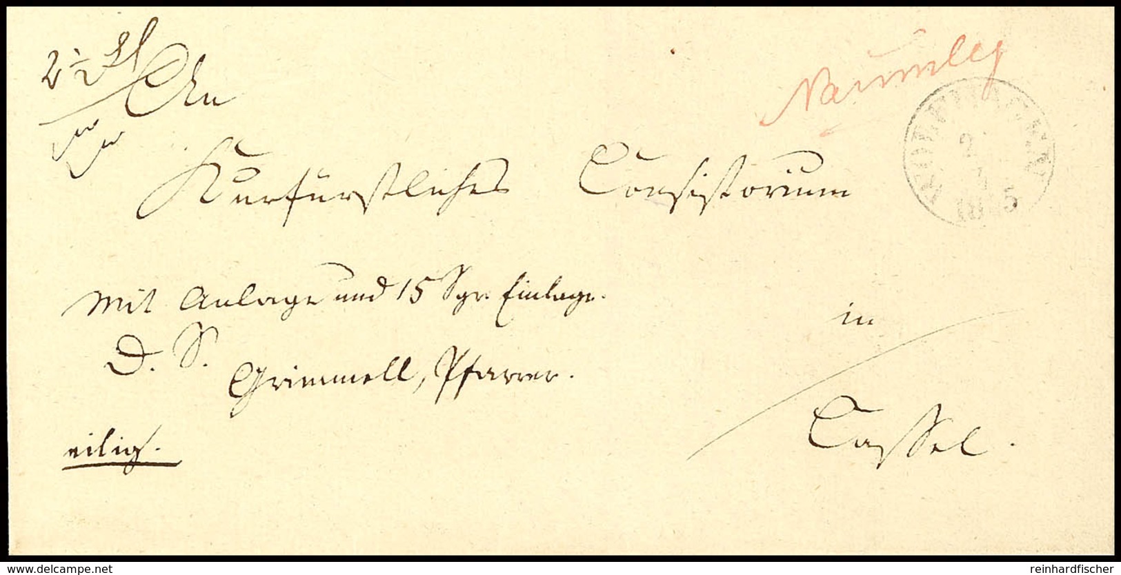 "WOLFHAGEN 24 3 1845" - K1, Feuser 3976-3, Nebst Handschriftlichem Leitvermerk "Naumburg" In Roter Tinte Auf 2 1/2 Loth  - Sonstige & Ohne Zuordnung