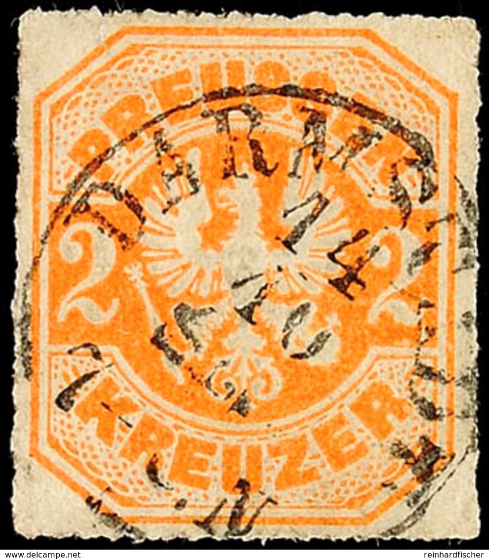 "DARMSTADT 14 10" (1867) - Kleiner K1 Mit Block, Zentrisch Auf Preussen 2 Kr., Helle Stelle, Katalog: Pr.23 O - Otros & Sin Clasificación