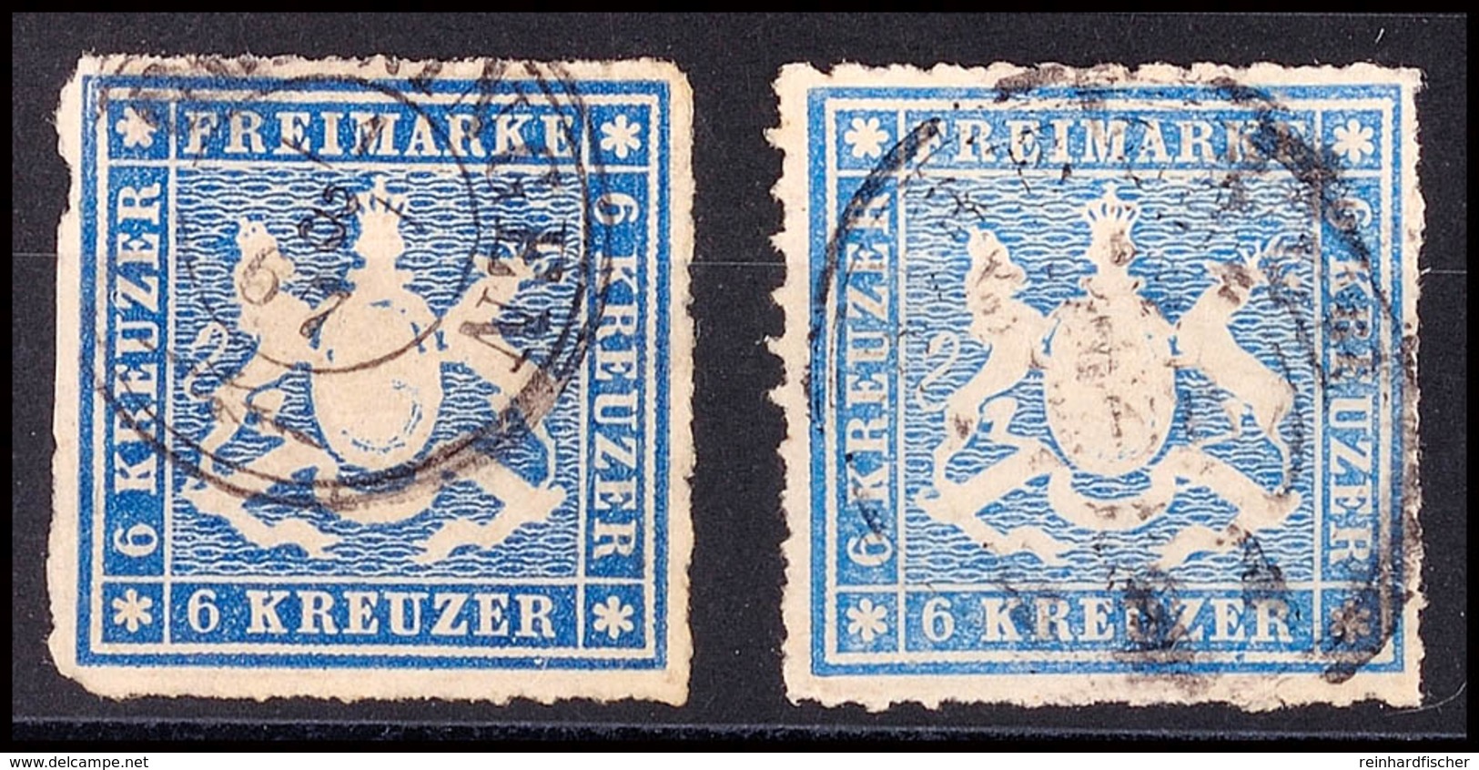 6 Kr. Blau Und 6 Kr. Hellblau, Tadellos, Gestempelt, Gepr. Heinrich BPP, Mi 180.-, Katalog: 32a/b O - Other & Unclassified