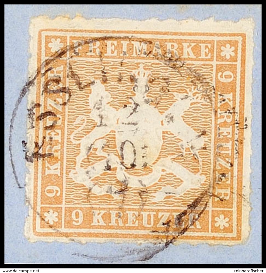 9 Kr. Fahlbraun, Kabinettbriefstück Mit K1 Von "ESSLINGEN", Gepr. Irtenkauf BPP, Mi. 150.-, Katalog: 33b BS - Other & Unclassified