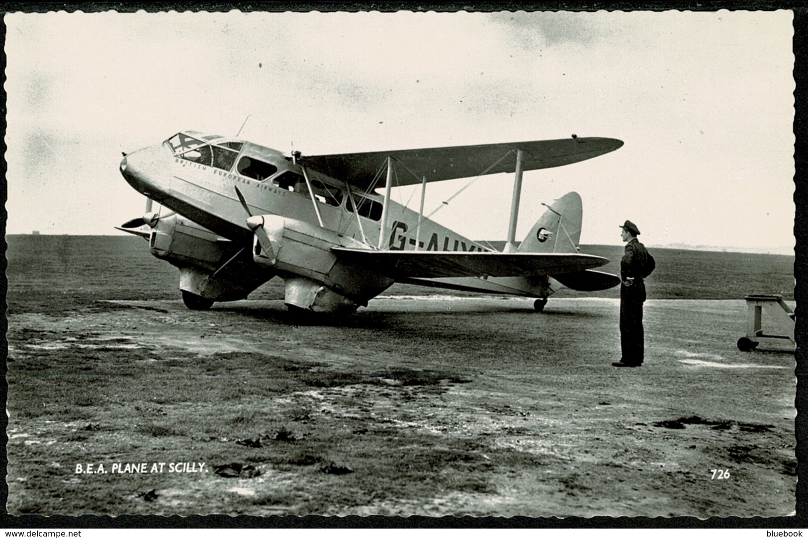 Ref 1247 - Super Real Photo Postcard - B.E.A. Aeroplane At Isles Of Scilly - Aviation Theme - Scilly Isles