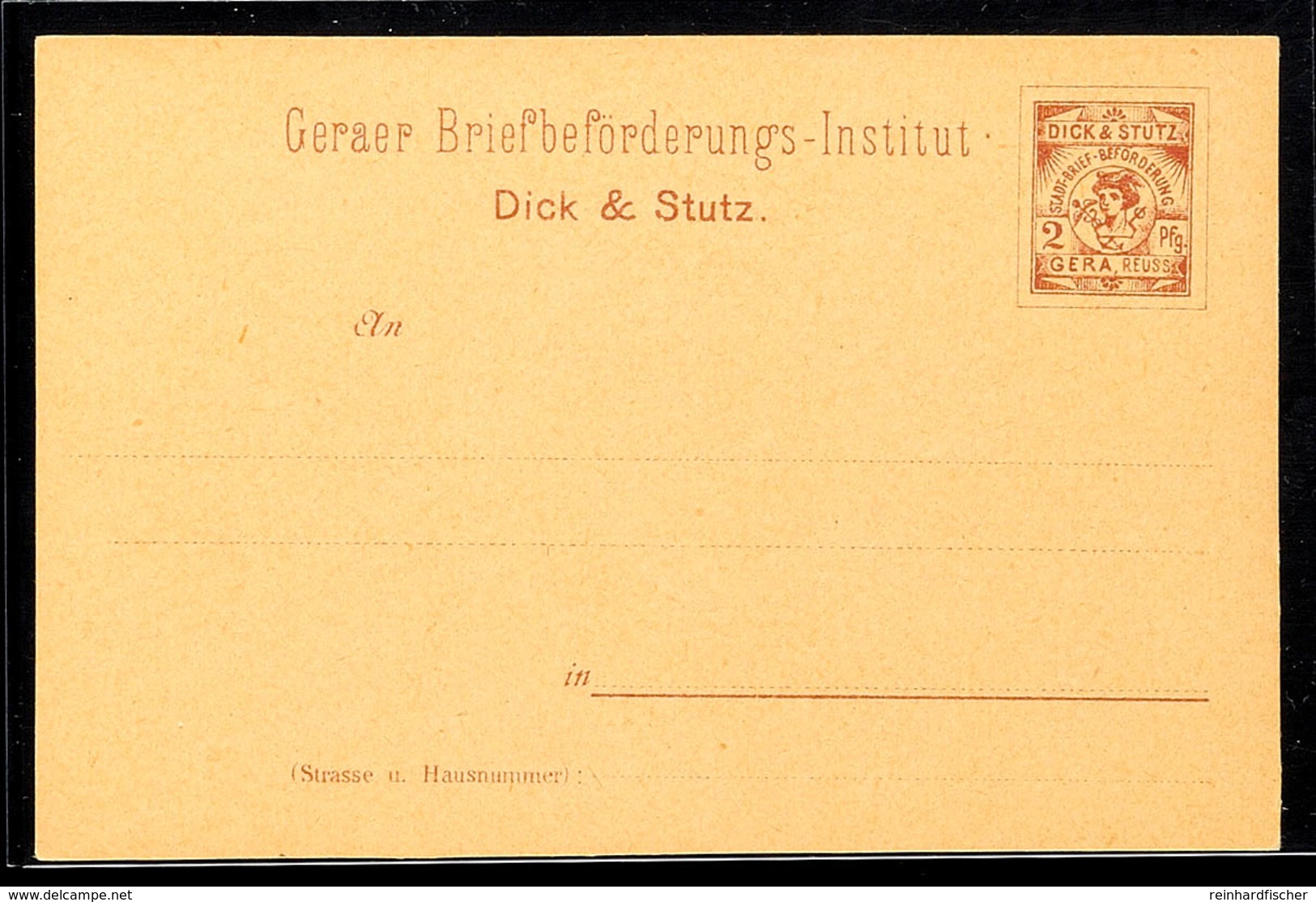 GERA DICK & STUTZ, GS-Postkarte 2 Pfg Tadellos Ungebraucht, Katalog: P3 BF - Sonstige & Ohne Zuordnung