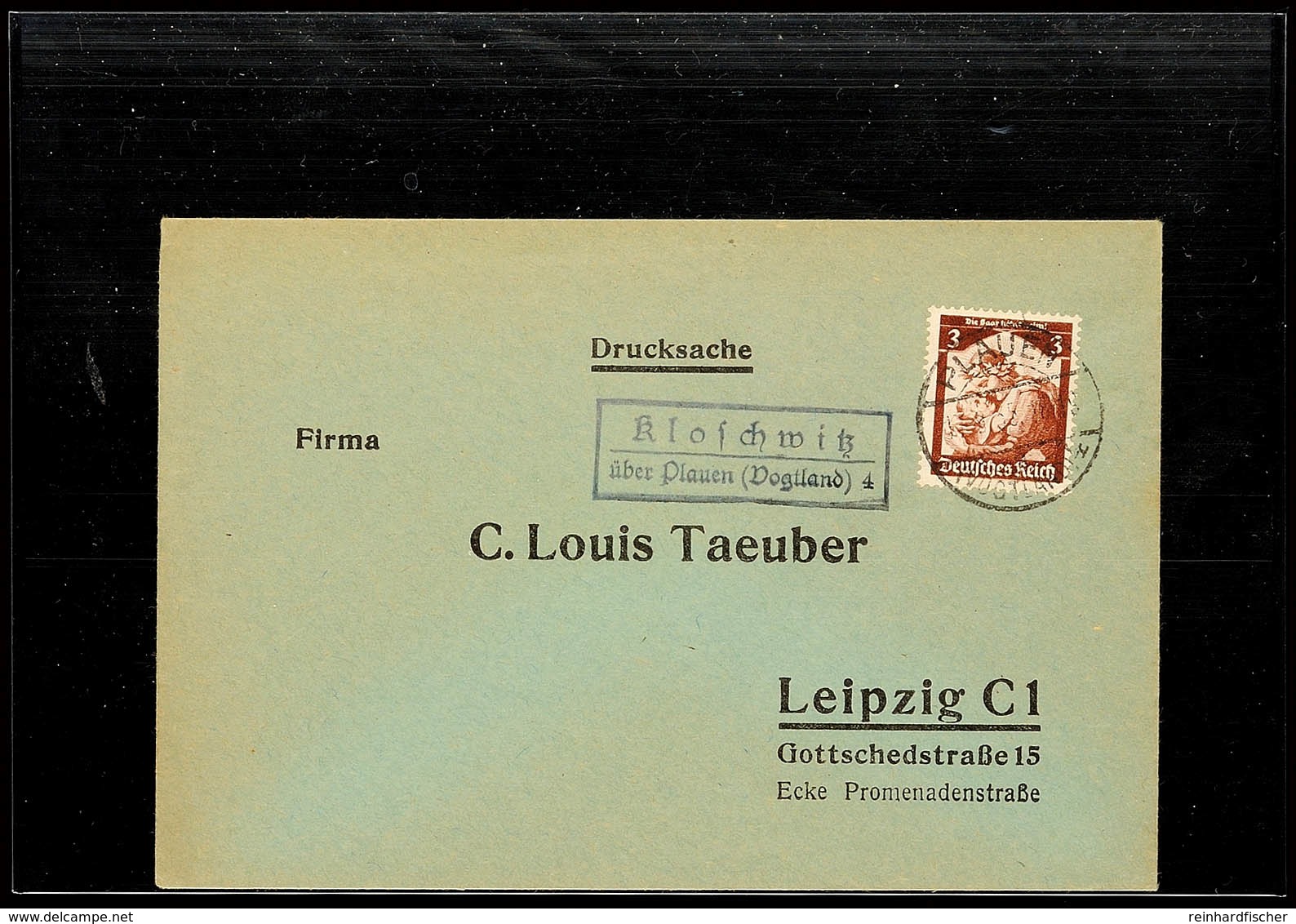 "Kloschwitz / über Plauen (Vogtland) 4", Klar Auf Drucksachenbrief 1935 Nach Leipzig  BF - Sonstige & Ohne Zuordnung
