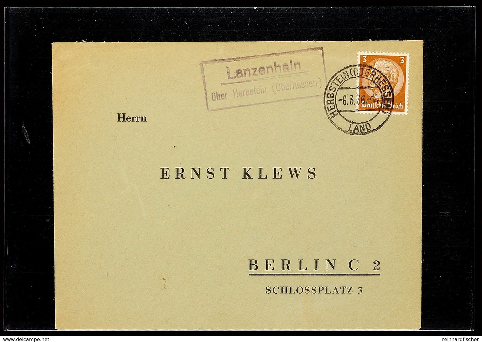 "Lanzenhain / über Herbstein (Oberhessen)", Auf Drucksachenbrief 1936 Nach Berlin  BF - Sonstige & Ohne Zuordnung