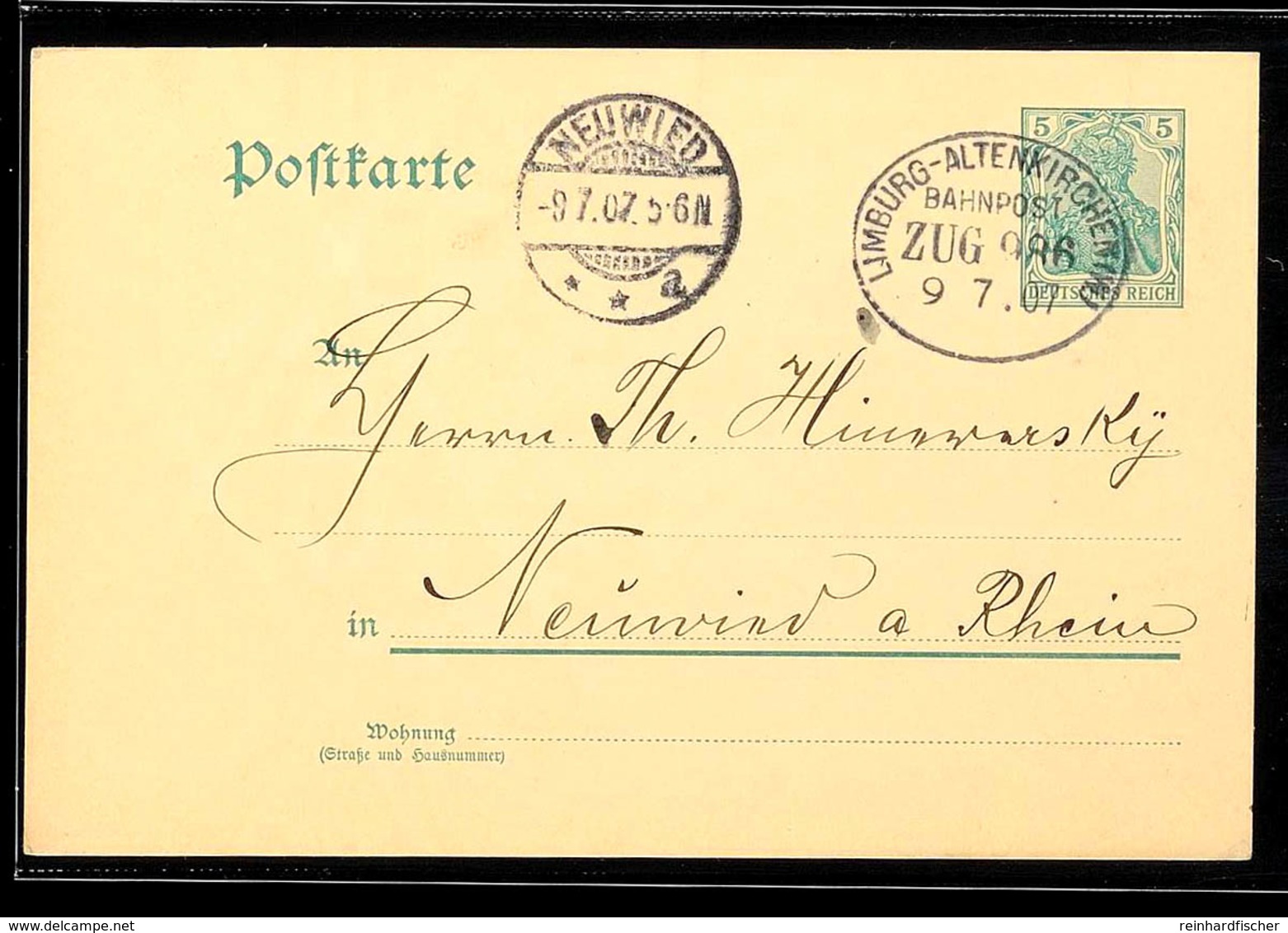 "LIMBURG-ALTENKIRCHEN ZUG 986" - Bahnpost-Ovalstempel, Auf GS-Postkarte 5 Pfg Germania Mit Absenderangabe Aus Langenhahn - Other & Unclassified