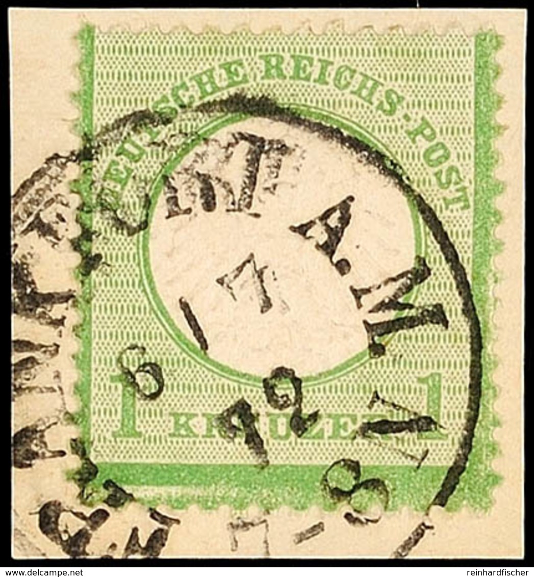 1 Kr. Grün Mit EKr. "FRANKFURT A.M. 6/7 72", Auf Briefstück, Tadellos, Mi 70,-, Katalog: 7 BS - Sonstige & Ohne Zuordnung
