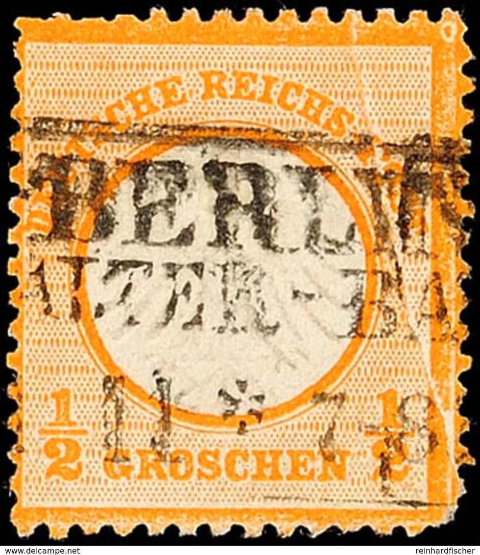 1/2 Gr. Orange Mit Deutlicher Papierfalte Rechts Vom Kreis, Gestempelt, Zahnfehler, Fotobefund Krug BPP, Katalog: 14 O - Other & Unclassified