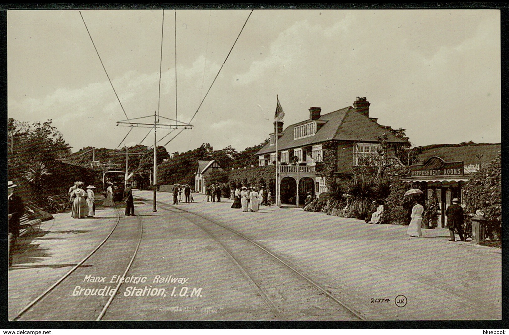Ref 1247 - Early Postcard - Manx Electric Railway Groudle Station - Isle Of Man IOM - Isle Of Man