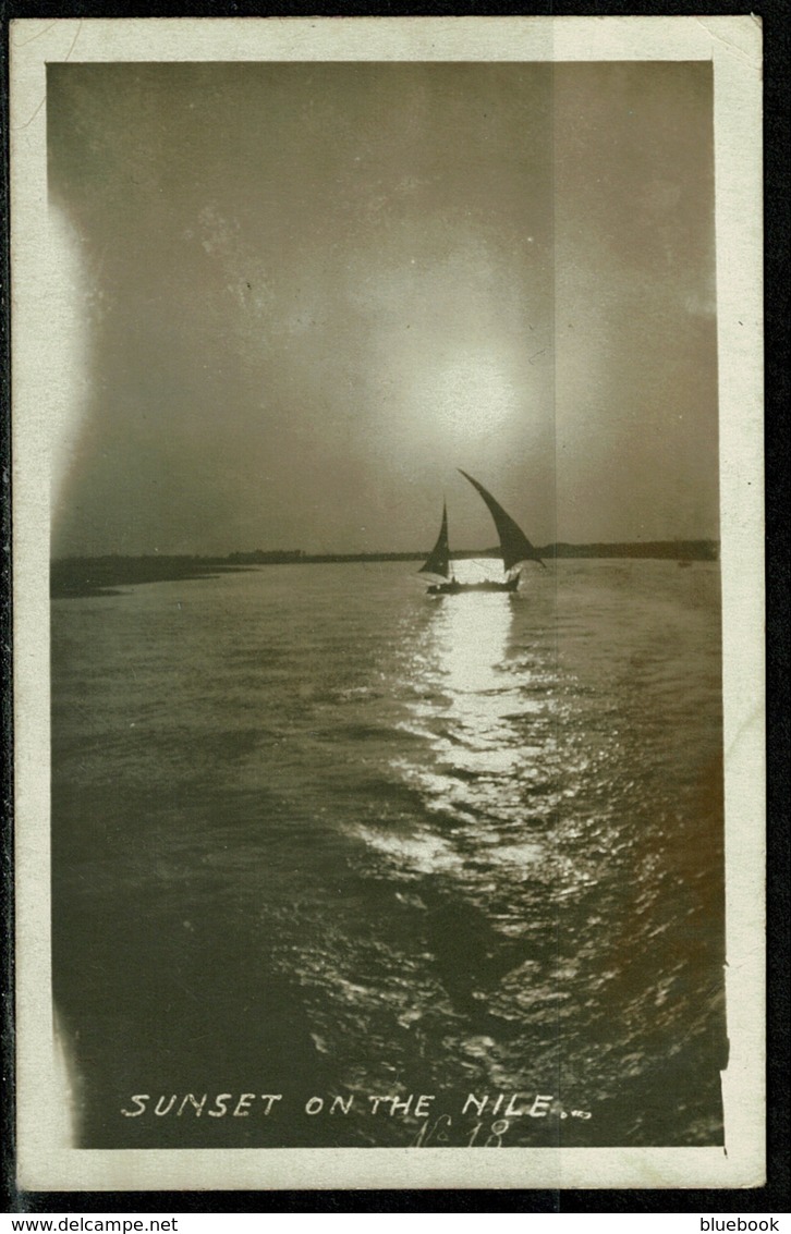 Ref 1247 - 1919 Postcard Egypt Nile Sunset Good Scarce GB APO Army Post Office SZ 25 Postmark - 1915-1921 British Protectorate