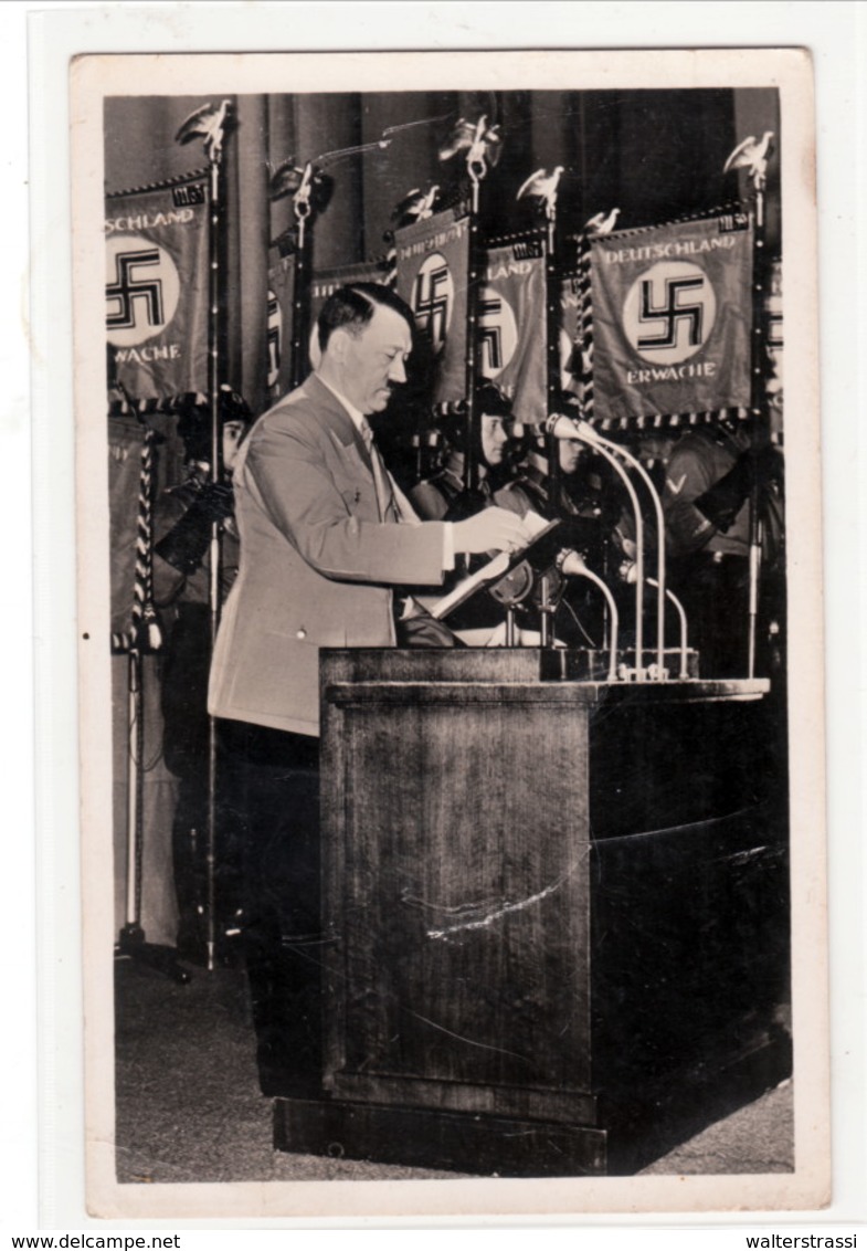 Propaganda Karte  " Adolf Hitler " Am Rednerpult, Feldpost Nach Wels ( Ostmark ) - War 1939-45