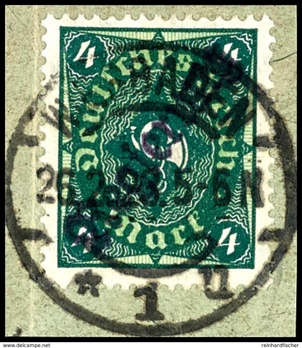 4 M. Schwarzgrün/hellgelbgrün Mit Violettschwarzem Aufdruck In Type II, Gestempelt Auf Briefstück, Auflage 200 Stück, Ge - Sonstige & Ohne Zuordnung
