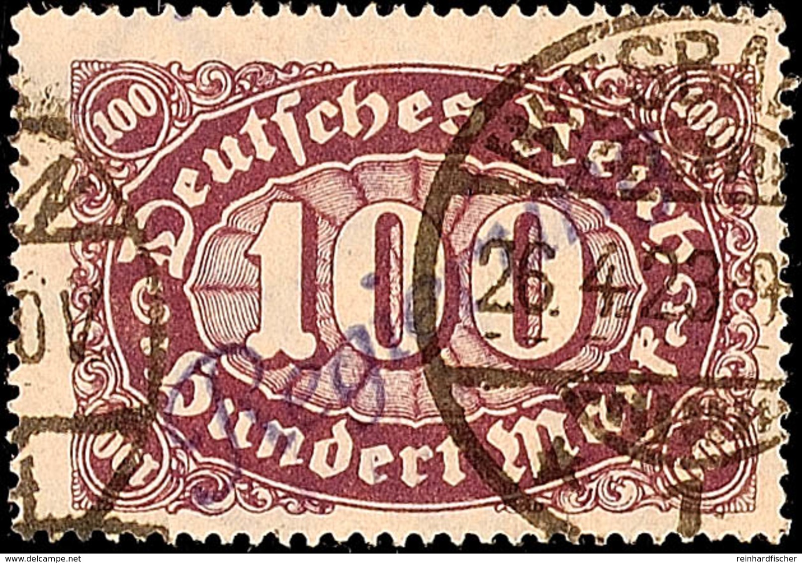 100 Mk Ziffer (Urmarke 247), Mit Handstempel-Aufdruck "Regierung" Type III In Schwarzviolett, Sauber Gestempelt "WIESBAD - Sonstige & Ohne Zuordnung