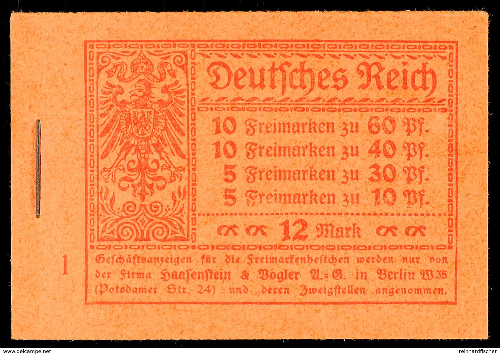 1921, Germania, Markenheftchen ONr. 1, Komplett Mit Durchgezähnten Rändern, Postfrisch (Deckel Kleiner Schwacher Eckbug) - Markenheftchen