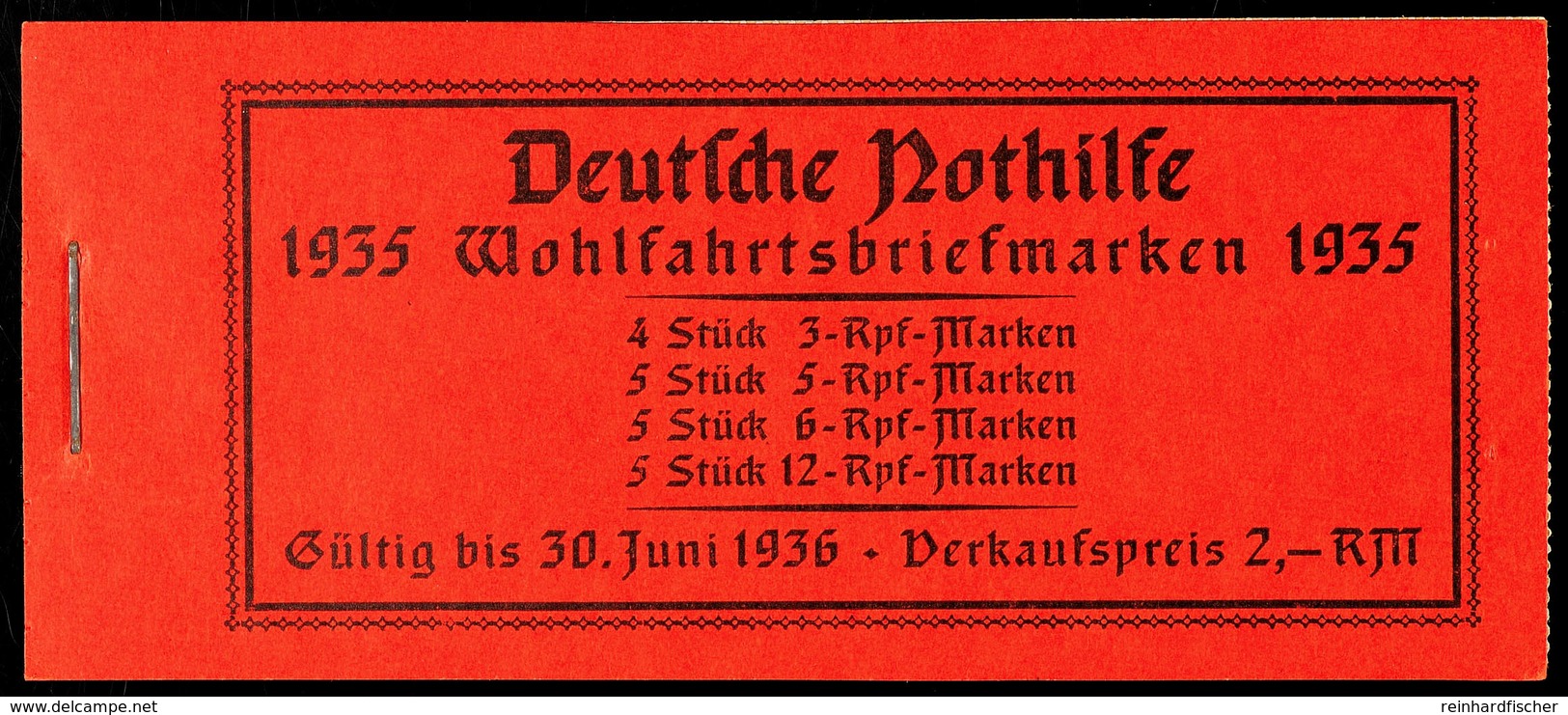 Nothilfe-Markenheftchen 1935 Trachten, Originalgeklammert, Vollst_ndiger Inhalt, Jedoch H-Bl_tter Am Zwischenblatt Bzw.  - Markenheftchen