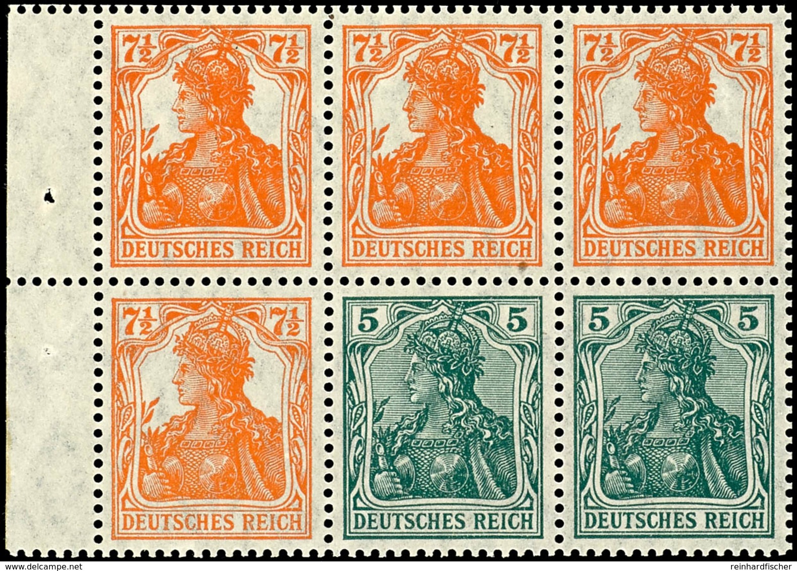 Germania 1918, 5 + 7 1/2 Pfg, Heftchenblatt Tadellos Ungebraucht, Mi. 420.-, Katalog: H.-Bl.20abA * - Sonstige & Ohne Zuordnung